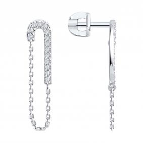 Серьги из белого золота SOKOLOV 1022533-3 с бриллиантом 1022533-3 фото