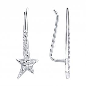 Серьги из белого золота SOKOLOV 1022540-3 с бриллиантом 1022540-3 фото