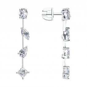 Золотые серьги SOKOLOV 1022553-3-5 с бриллиантом выращенным 1022553-3-5 фото