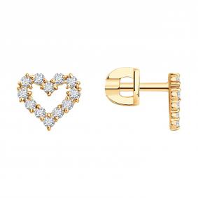 Золотые серьги SOKOLOV 1022554-5 с бриллиантом выращенным 1022554-5 фото