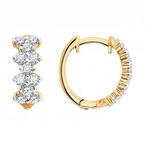 Золотые серьги SOKOLOV 1022558-5 с бриллиантом выращенным 1022558-5 фото