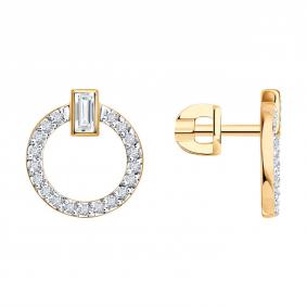 Золотые серьги SOKOLOV 1022559-5 с бриллиантом выращенным 1022559-5 фото