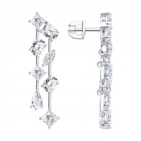 Золотые серьги SOKOLOV 1022567-3-5 с бриллиантом выращенным 1022567-3-5 фото