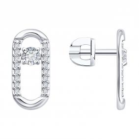 Золотые серьги SOKOLOV 1022570-3-5 с бриллиантом выращенным 1022570-3-5 фото