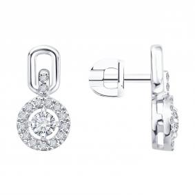 Золотые серьги SOKOLOV 1022575-3-5 с бриллиантом выращенным 1022575-3-5 фото