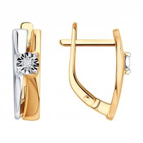 Серьги из комбинированного золота SOKOLOV 1022587 с бриллиантом 1022587 фото