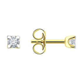 Золотые серьги SOKOLOV 1022591-2-5 с бриллиантом выращенным 1022591-2-5 фото