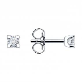 Серьги из белого золота SOKOLOV 1022591-3-5 с бриллиантом выращенным 1022591-3-5 фото