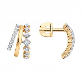 Золотые серьги SOKOLOV 1022602-5 с бриллиантом выращенным 1022602-5 фото