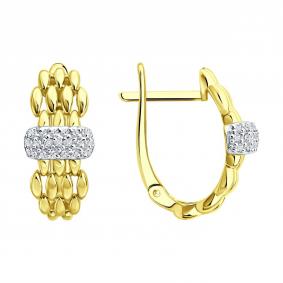 Серьги из лимонного золота SOKOLOV 1022606-2 с бриллиантом 1022606-2 фото