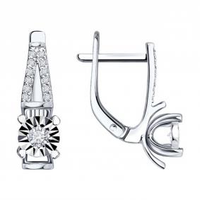 Серьги из белого золота SOKOLOV 1022609-3 с бриллиантом 1022609-3 фото