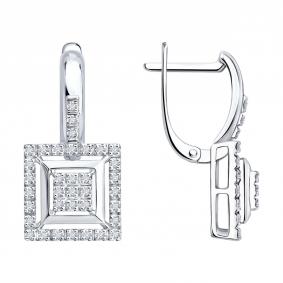 Серьги из белого золота SOKOLOV 1022612-3 с бриллиантом 1022612-3 фото