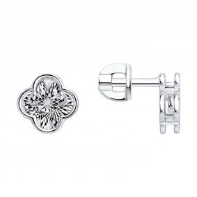 Серьги из белого золота SOKOLOV 1022613-3 с бриллиантом 1022613-3 фото
