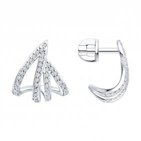 Серьги из белого золота SOKOLOV 1022616-3 с бриллиантом 1022616-3 фото