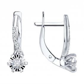 Серьги из белого золота SOKOLOV 1022620-3 с бриллиантом 1022620-3 фото