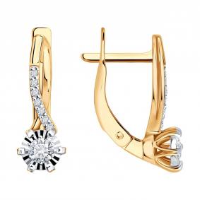 Золотые серьги SOKOLOV 1022620 с бриллиантом 1022620 фото