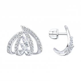 Золотые серьги SOKOLOV 1022630-3-5 с бриллиантом выращенным 1022630-3-5 фото