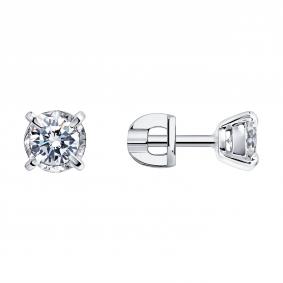 Серьги из белого золота SOKOLOV 1022647-3-5 с бриллиантом выращенным 1022647-3-5 фото