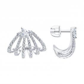 Серьги из белого золота SOKOLOV 1022652-3-5 с бриллиантом выращенным 1022652-3-5 фото