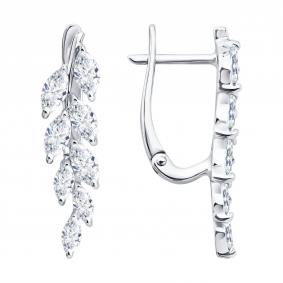 Серьги из белого золота SOKOLOV 1022658-3-5 с бриллиантом выращенным 1022658-3-5 фото
