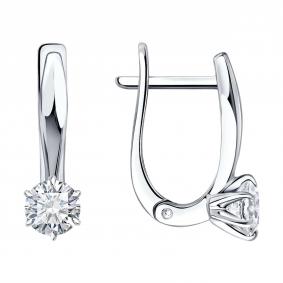 Серьги из белого золота SOKOLOV 1022668-3-5 с бриллиантом выращенным 1022668-3-5 фото