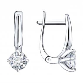 Серьги из белого золота SOKOLOV 1022669-3-5 с бриллиантом выращенным 1022669-3-5 фото