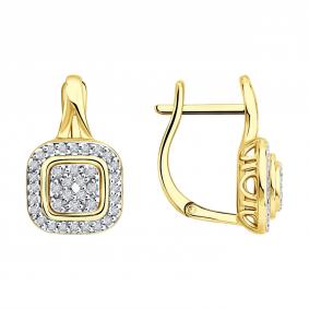 Серьги из лимонного золота SOKOLOV 1022674-2 с бриллиантом 1022674-2 фото