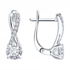 Серьги из белого золота SOKOLOV 1022675-3-5 с бриллиантом выращенным 1022675-3-5 фото