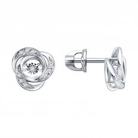 Серьги из белого золота SOKOLOV с танцующим бриллиантом 1022676-3 1022676-3 фото