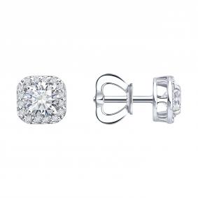 Серьги из белого золота SOKOLOV 1022678-3-5 с бриллиантом выращенным 1022678-3-5 фото