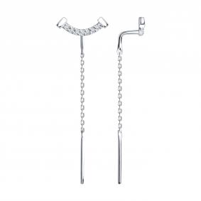 Серьги из белого золота SOKOLOV 1022681-3 с бриллиантом 1022681-3 фото