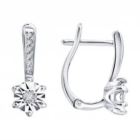 Серьги из белого золота SOKOLOV 1022686-3 с бриллиантом 1022686-3 фото