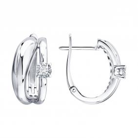 Серьги из белого золота SOKOLOV 1022689-3-5 с бриллиантом выращенным 1022689-3-5 фото