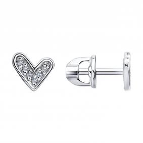 Серьги из белого золота SOKOLOV 1022692-3 с бриллиантом 1022692-3 фото