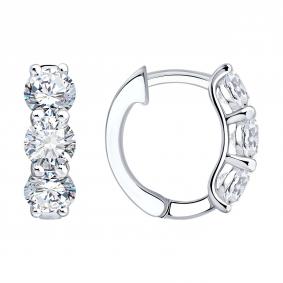 Серьги из белого золота SOKOLOV 1022693-3-5 с бриллиантом выращенным 1022693-3-5 фото