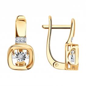 Серьги из комбинированного золота SOKOLOV с танцующим бриллиантом 1022698 1022698 фото