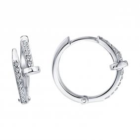 Серьги из белого золота SOKOLOV 1022700-3 с бриллиантом 1022700-3 фото