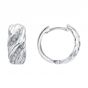 Серьги из белого золота SOKOLOV 1022702-3 с бриллиантом 1022702-3 фото