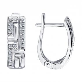 Серьги из белого золота SOKOLOV 1022706-3 с бриллиантом 1022706-3 фото