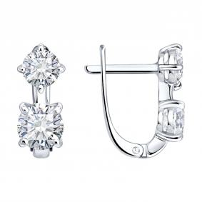 Серьги из белого золота SOKOLOV 1022709-3-5 с бриллиантом выращенным 1022709-3-5 фото