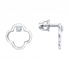 Серьги из белого золота SOKOLOV 1022735-3-5 с бриллиантом выращенным 1022735-3-5 фото