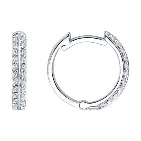 Серьги из белого золота SOKOLOV 1022736-3-5 с бриллиантом выращенным 1022736-3-5 фото