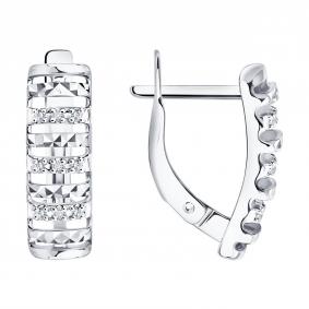 Серьги из белого золота SOKOLOV 1022750-3 с бриллиантом 1022750-3 фото