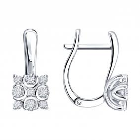 Серьги из белого золота SOKOLOV 1022751-3-5 с алмазом огранённым синт 1022751-3-5 фото