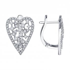 Серьги из белого золота SOKOLOV 1022762-3-5 с алмазом огранённым синт 1022762-3-5 фото