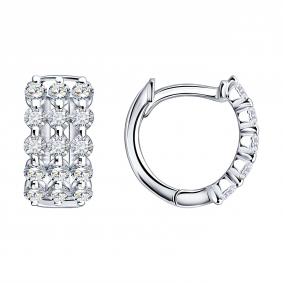 Серьги из белого золота SOKOLOV 1022767-3-5 с алмазом огранённым синт 1022767-3-5 фото