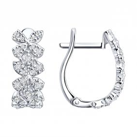 Серьги из белого золота SOKOLOV 1022768-3 с бриллиантом 1022768-3 фото