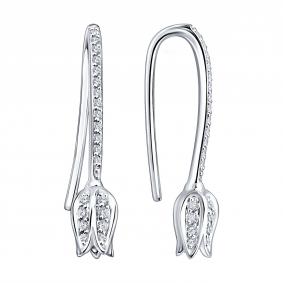 Серьги из белого золота SOKOLOV 1022772-3 с бриллиантом 1022772-3 фото