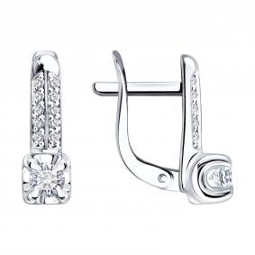 Серьги из белого золота SOKOLOV 1022774-3 с бриллиантом 1022774-3 фото
