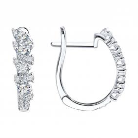 Серьги из белого золота SOKOLOV 1022779-3-5 с алмазом огранённым синт 1022779-3-5 фото